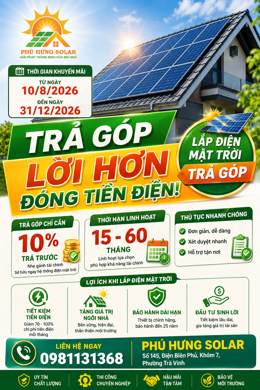 LẮP ĐIỆN MẶT TRỜI TRẢ GÓP